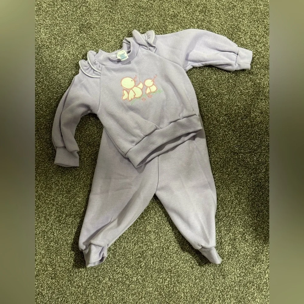 Carter’s Vintage Purple chicken Sweatsuit Set | 24M | Made in USA I Easter